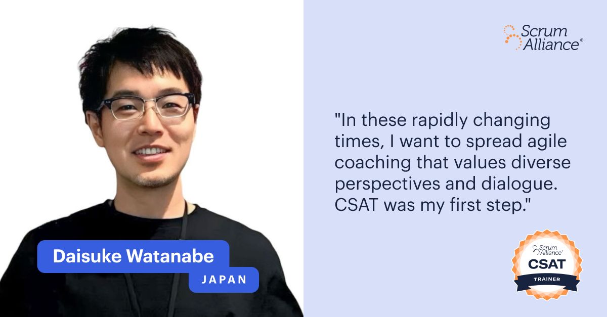 渡邊大輔のScrum Alliance認定トレーナー（CSAT）紹介ビジュアル